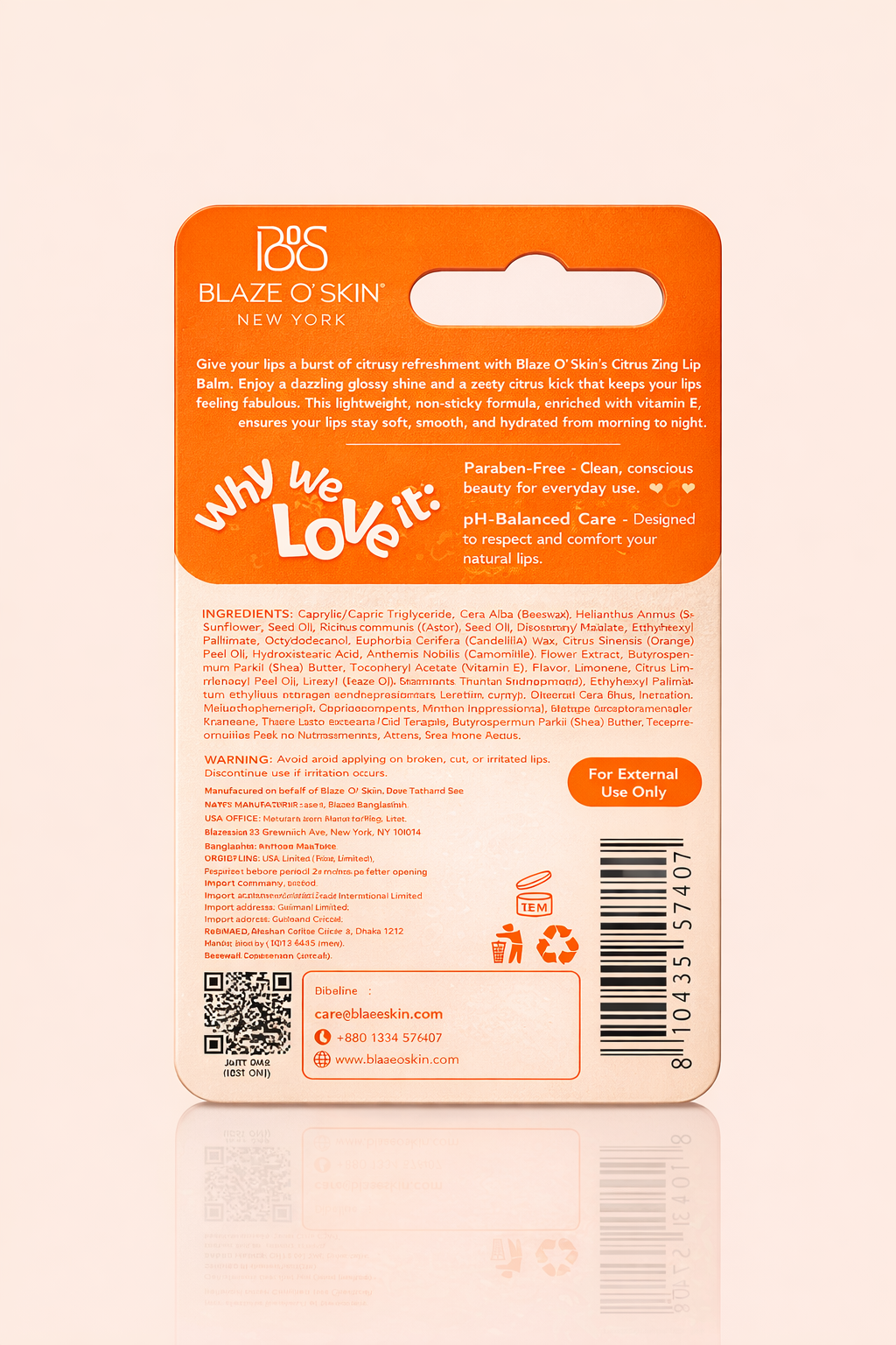 Blaze O’ Skin Citrus Zing Tinted Lip Balm 4.5gm