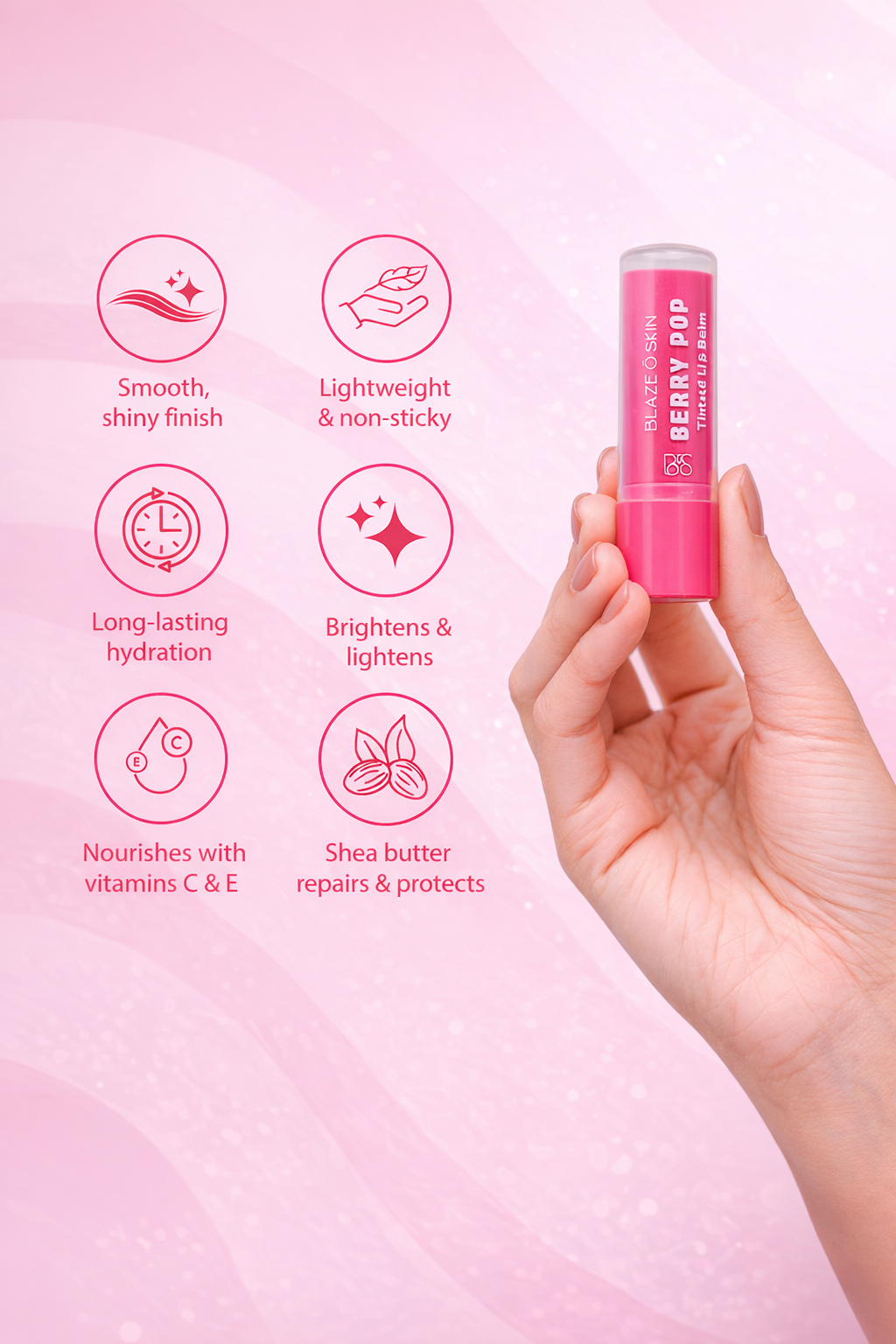 Blaze O’ Skin Berry Pop Tinted Lip Balm 4.5gm