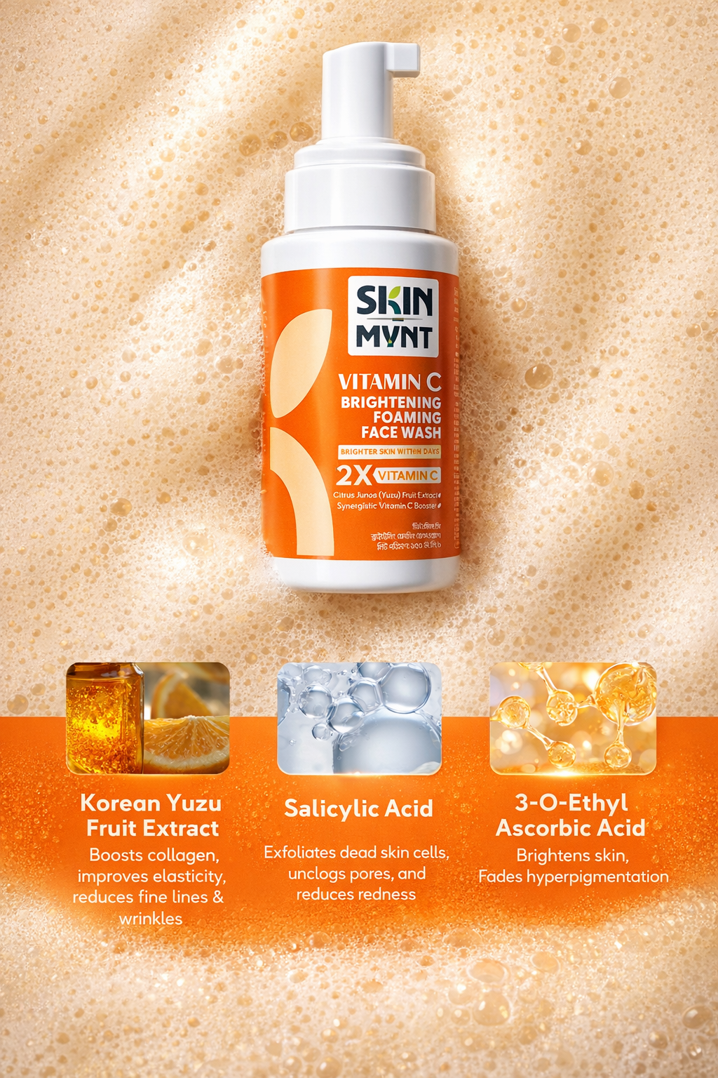 Skin Mynt Vitamin C Brightening Foaming Face Wash 100ml